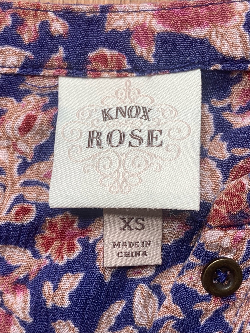 Knox Rose Purple Floral Long-Sleeve Henley Top - Picture 3 of 7